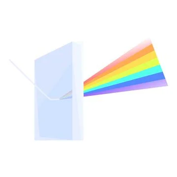 Light beam passing through triangular prism creating colorful rainbow spectrum 스톡 일러스트
