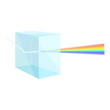 Light beam passing through triangular prism creating colorful rainbow spectrum 스톡 일러스트