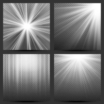 Light Beam Rays Vector Set. Sun Flash With Rays. Glow Light Effect. Vector Stock Illustration