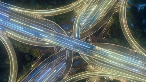 The light beam shuttles on the overpass，Future technology transportation Stock Footage 150117734