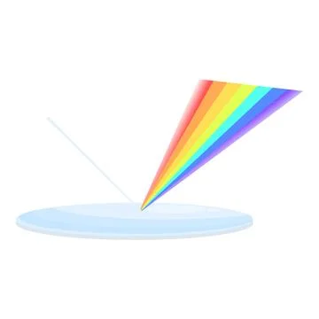 Light beam splitting through triangular prism creating rainbow effect Illustrazione stock
