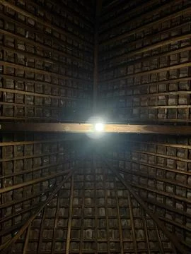 Light Beam Through Bamboo Structure – Minimalist Symmetry Photography Stock Photos