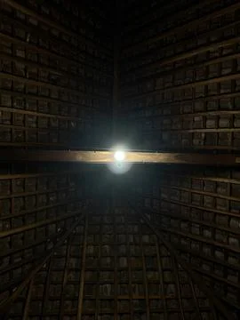 Light Beam Through Bamboo Structure – Minimalist Symmetry Photography Stock Photos