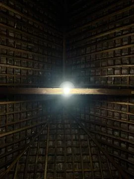 Light Beam Through Bamboo Structure – Minimalist Symmetry Photography Stock Photos