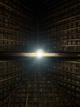 Light Beam Through Bamboo Structure – Minimalist Symmetry Photography Stock Photos