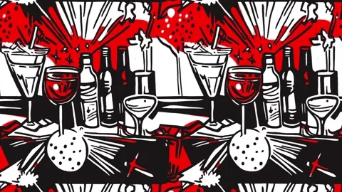 Light beams and cocktail pattern — Diagonal Motion Video stock 308251752