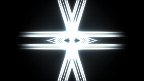 Light beams create a geometric pattern on a dark background Video stock 338289094