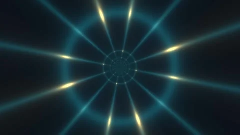 Light beams form glowing circular patterns in darkness Stock Footage 339576031