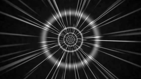 Light beams radiate in a circular pattern against a dark Stock Footage 340239867