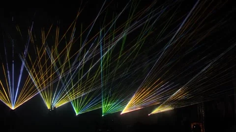 Light beams, rays, moving lights, colored clouds running in the lights, colo Stock Footage 145663980