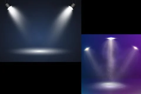 Light beams from spotlights and flashes isolated on transparent background... Stock Illustration