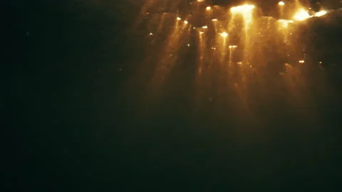 Light beams from the sunset from underwater Video stock 142905874