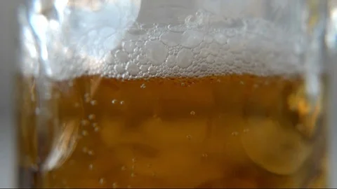 Light beer in a close-up glass Stock Footage 85377603