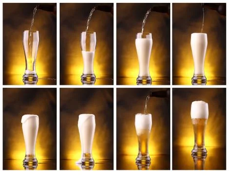 Light beer pouring Stock Photos