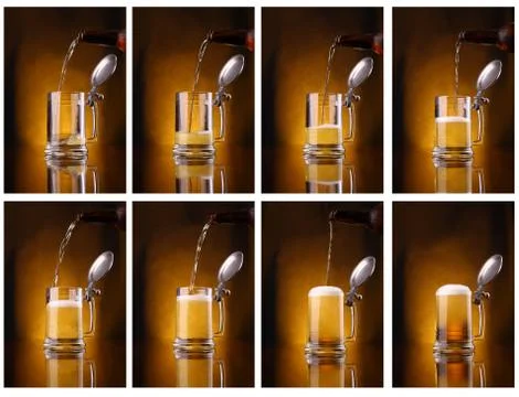 Light beer pouring Stock Photos