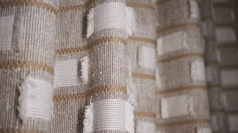 Light beige curtain with geometric pattern Stock Footage 267971510