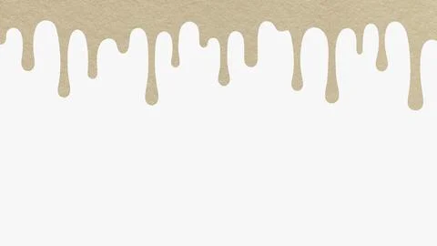 Light beige paint drip from textured paper on white background with copy spac Stock Photos