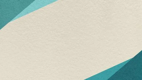 Light beige paper texture background with emerald, teal geometric corners g.. Stock Photos
