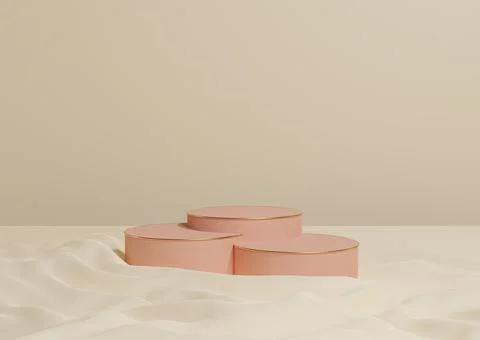 Light beige, pastel orange 3D rendering minimal product display three luxury  Stock Illustration
