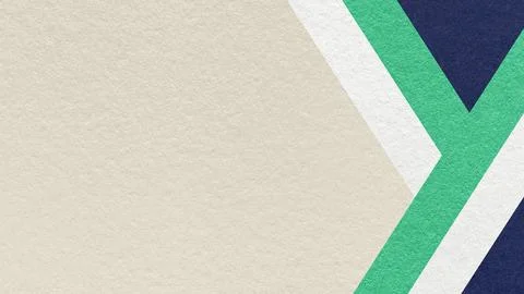 Light beige textured paper background with white, emerald green, blue geome.. Stock Illustration