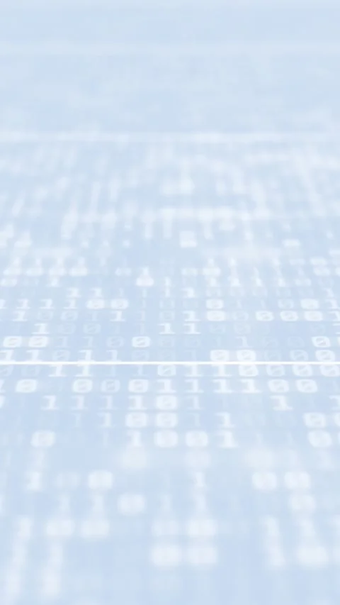 Light binary code moving in digital space. Video stock 249952070