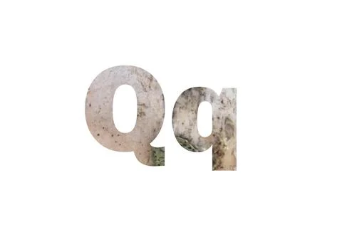 Light birch bark texture. Shot through the cut-out silhouette of the letter Q Illustrazione stock