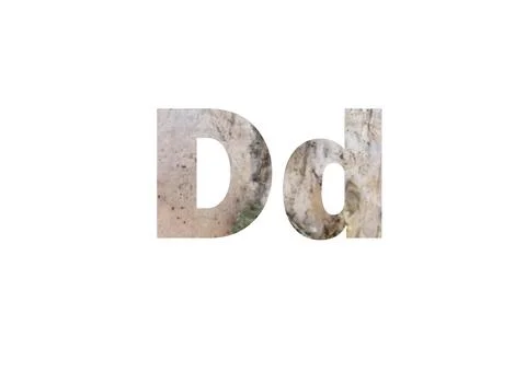 Light birch bark texture. Shot through the cut-out silhouette of the letter D Stock Illustration
