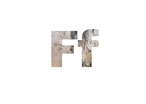 Light birch bark texture. Shot through the cut-out silhouette of the letter F Stock-Illustration