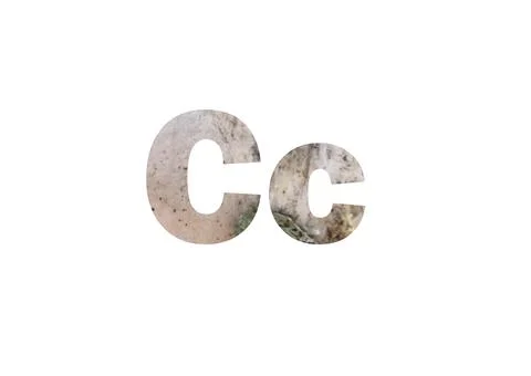 Light birch bark texture. Shot through the cut-out silhouette of the letter C Stock Illustration