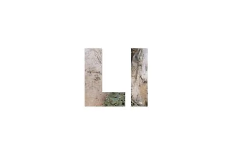 Light birch bark texture. Shot through the cut-out silhouette of the letter L Stock Illustration