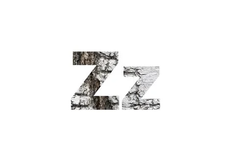 Light birch bark texture. Shot through the cut-out silhouette of the letter Z Foto stock