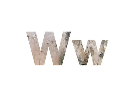 Light birch bark texture. Shot through the cut-out silhouette of the letter W Stock Photos