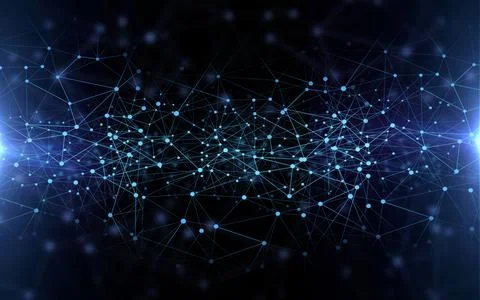 Light, black background and star network with space, galaxy and pattern graphic Stock Illustration