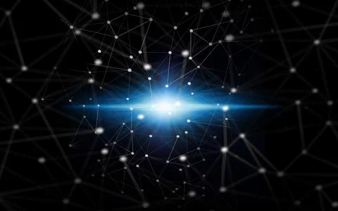 Light, black background and star with space, galaxy and pattern graphic with Stock Photos