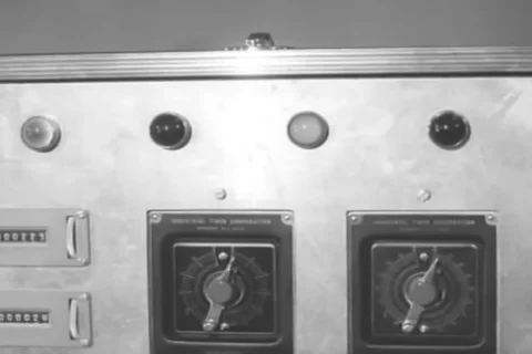 Light Blinking on control machine during response conditioning tests - 1959 Stock Footage 104652285