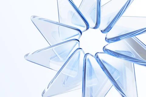 Light blue 3d background with circular effect of glass transparent triangle Illustrazione stock