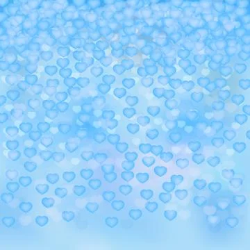 Light blue 3d background with hearts in clouds sky. Valentine s day greeting  Stock Illustration