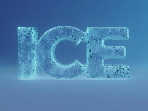 Light Blue 3D Rendered ICE sign over Gradient Background Stock Illustration