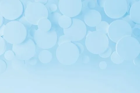 Light blue abstract background with flying plastic cylinders as border, patte Stock Photos