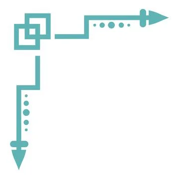 Light blue abstract corner border with arrows and squares Stock Illustration