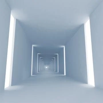 Light blue abstract empty 3d interior corridor  background Stock Illustration