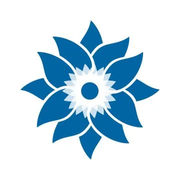 Light blue abstract geometric flower logo template Stock Illustration