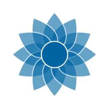 Light blue abstract geometric flower logo template Stock Illustration