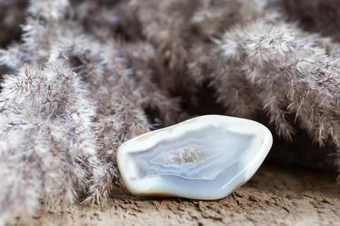 Light Blue Agate Polished Geode with Cristalline Stock Photos