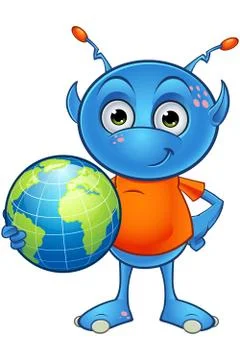 Light blue alien character Stock Illustration