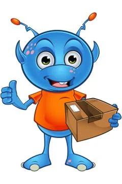 Light blue alien character Stock Illustration