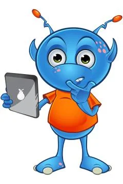 Light blue alien character Stock Illustration