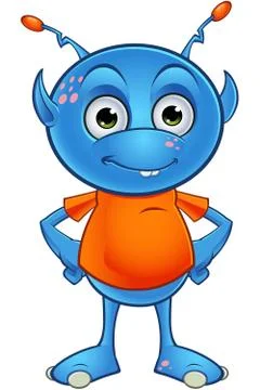 Light blue alien character Stock Illustration