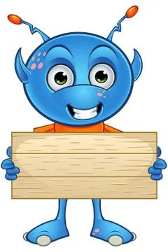 Light blue alien character Illustrazione stock