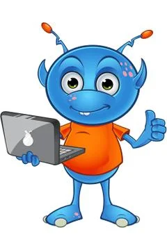 Light blue alien character Stock Illustration
